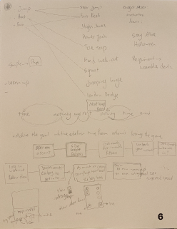 Hand sketch page six: mapping how the killer's proximity drives pace and incline
