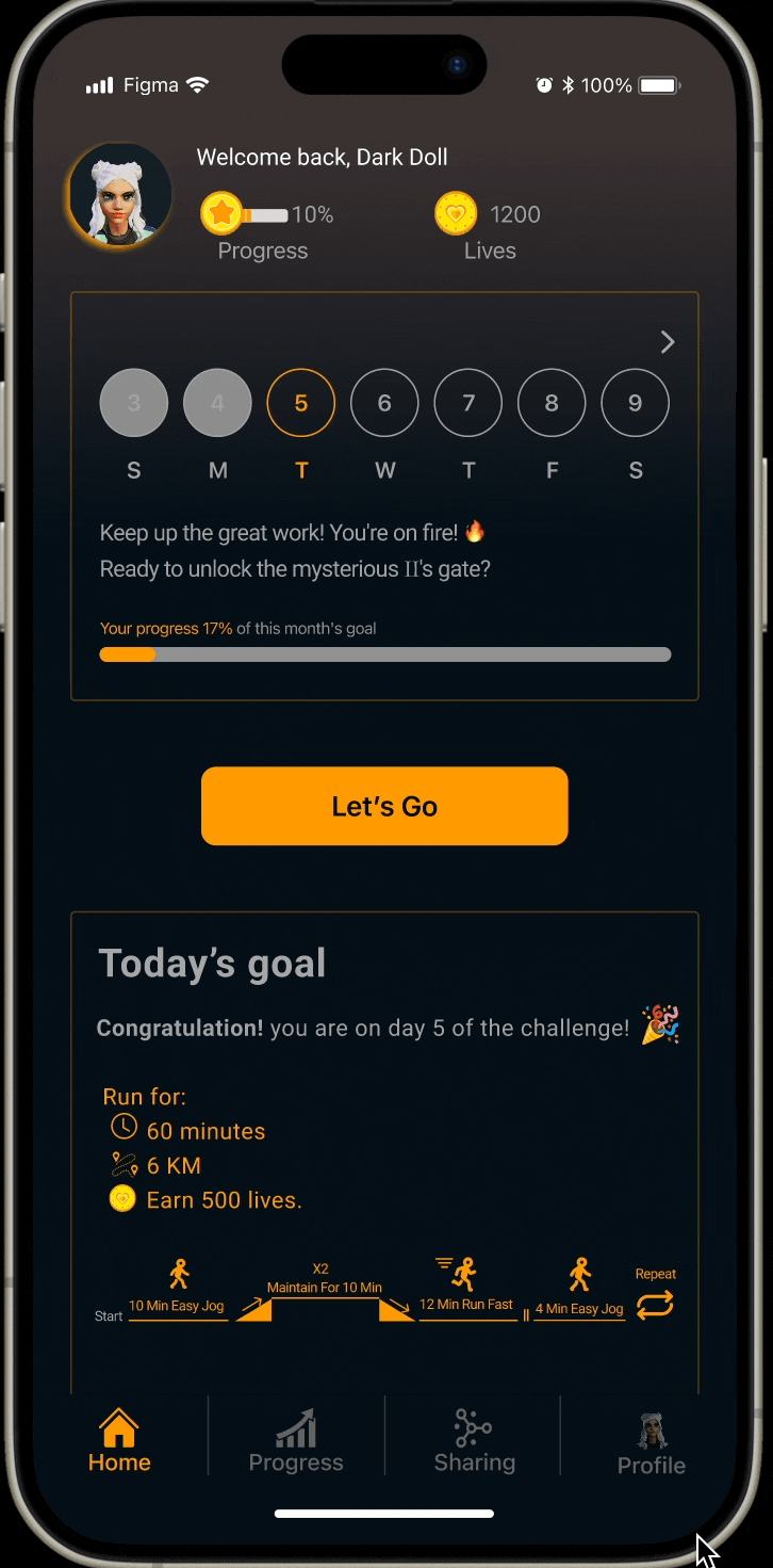 Animated walkthrough of reviewing the workout plan